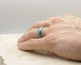 Silver Tungsten Ring With Turquoise - Curved Gloss Finish | 6mm