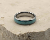 Silver Tungsten Ring With Turquoise - Curved Gloss Finish | 6mm