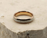 Rose Gold Tungsten Ring With Meteorite Stripe - Polished Finish | 6mm