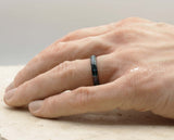 Black Tungsten Ring With Opal - Curved With Gloss Finish | 4mm