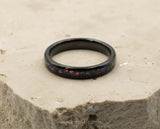 Black Tungsten Ring With Opal - Curved With Gloss Finish | 4mm