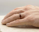 Rose Gold Tungsten Ring With Koa Wood Stripe - Curved Gloss Finish | 6mm