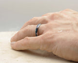 Silver Tungsten Ring With Opal - Curved With Gloss Finish | 4mm