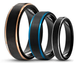 CUSTOM Black Brushed Tungsten Ring – Stepped – MADE TO ORDER