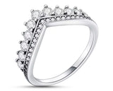 925 Sterling Silver Ring With Cubic Zirconia Encrusted Crown | 2mm