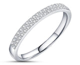 925 Sterling Silver Ring With Dual Rows of Cubic Zirconia Stones | 2mm