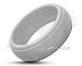Silver Silicone Ring With Stepped Edges - Matte Finish | 8mm