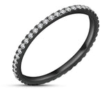 925 Black Sterling Silver Ring With Surrounding Zirconia Stones | 2mm