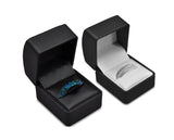 Faux Leather Ring Box With Leather Look Plush Cushion and Trench