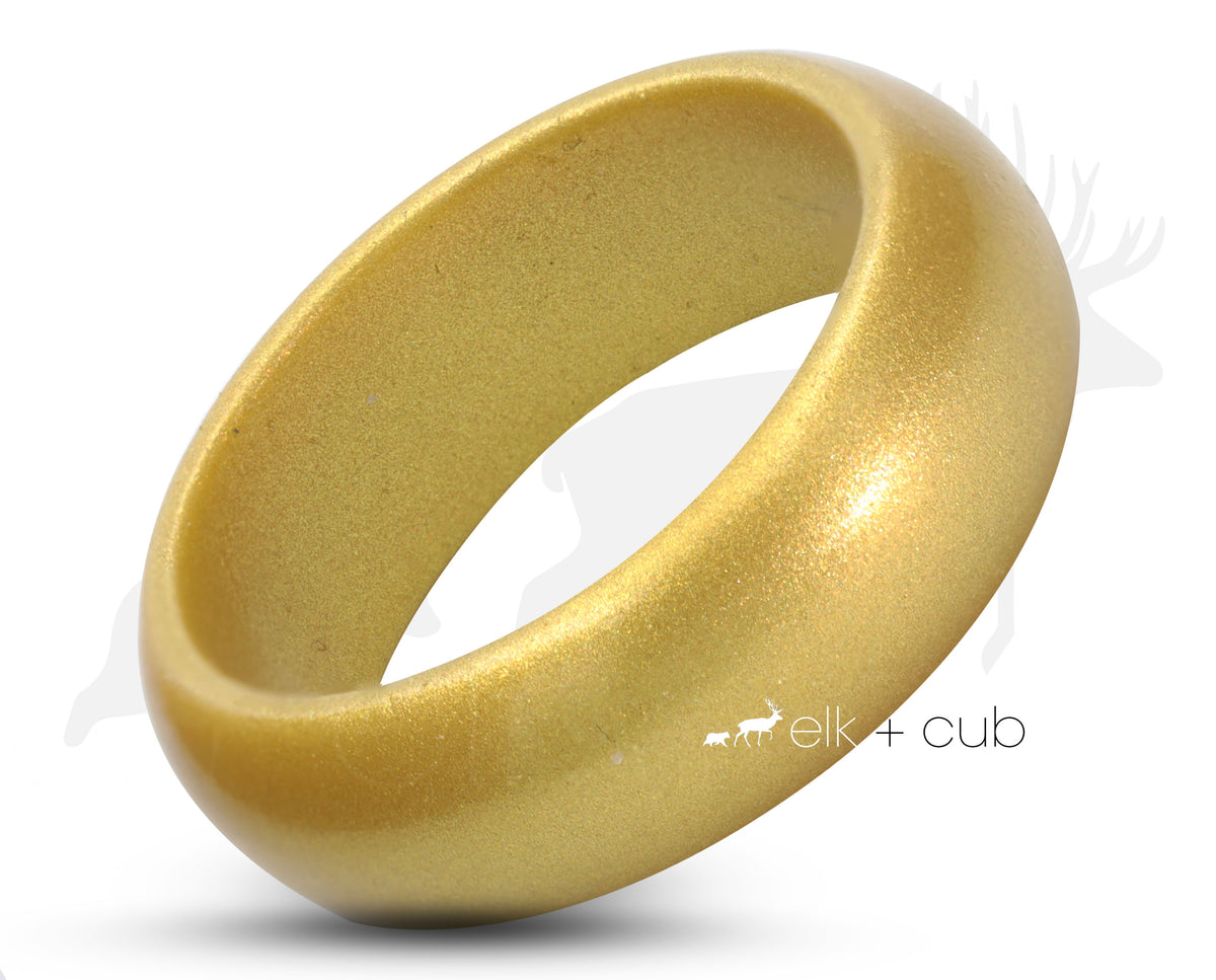 Gold Silicone Ring Rounded Edge Mens Wedding Ring Elk and Cub