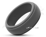 Dark Grey Silicone Ring With Stepped Edges - Matte Finish | 8mm