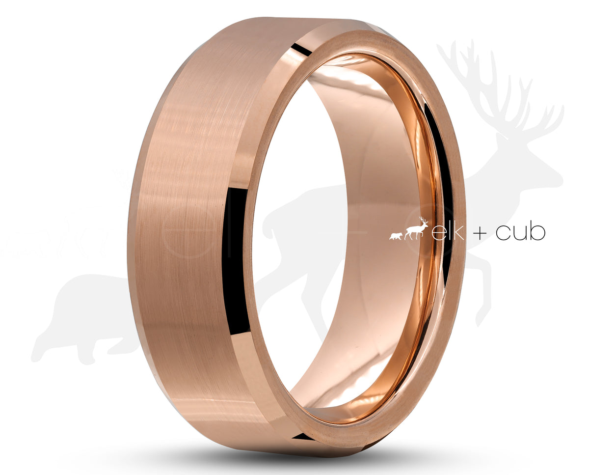Titanium ring with deals rose gold inlay