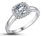 925 Sterling Silver Ring With Silver Inlay - Large Square Zirconia Stone | 2mm