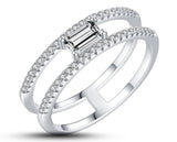 925 Sterling Silver Ring With Dual Cubic Zirconia Rows With Stone | 5mm