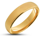 Gold Tungsten Ring With Gold Inlay - Curved With Gloss Finish | 4mm