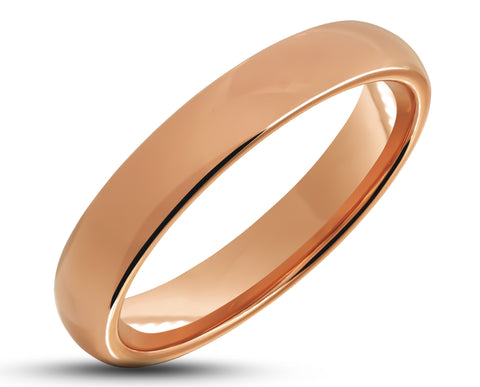Rose Gold Tungsten Ring With Rose Gold Inlay - Curved Gloss Finish | 2mm