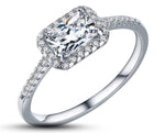 925 Sterling Silver Ring With Silver Inlay - Rectangular Zirconia | 2mm