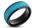 Black Tungsten Ring With Turquoise - Curved Gloss Finish | 8mm