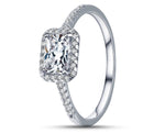 925 Sterling Silver Ring With Silver Inlay - Rectangular Zirconia | 2mm