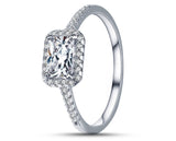 925 Sterling Silver Ring With Silver Inlay - Rectangular Zirconia | 2mm