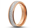 Rose Gold Tungsten Ring With Meteorite Stripe - Polished Finish | 6mm