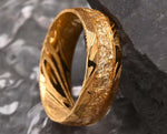 Gold Damascus Ring – Hammered With Gold Leaf | 8mm | MADE TO ORDER