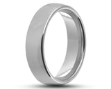 Silver Tungsten Ring With Silver Inlay - Curved With Gloss Finish | 6mm