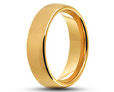 Gold Tungsten Ring With Gold Inlay - Curved With Gloss Finish | 6mm