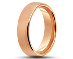 Rose Gold Tungsten Ring With Rose Gold Inlay - Curved Gloss Finish | 6mm