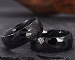 Black Damascus Ring - Hammered Finish | 8mm | MADE TO ORDER