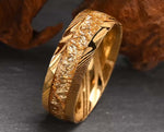 Gold Damascus Ring – Hammered With Gold Leaf | 8mm | MADE TO ORDER
