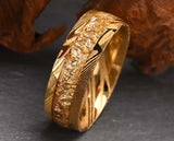 Gold Damascus Ring – Hammered With Gold Leaf | 8mm | MADE TO ORDER
