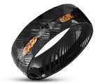 Black Damascus Ring – Hammered With Gold Leaf | 8mm | MADE TO ORDER