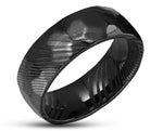 Black Damascus Ring - Hammered Finish | 8mm | MADE TO ORDER