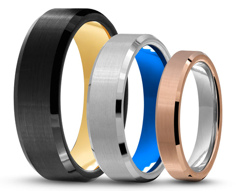 CUSTOM Bevelled Tungsten Ring – Brushed Finish – MADE TO ORDER