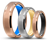 CUSTOM Bevelled Tungsten Ring – Brushed Stripe – MADE TO ORDER