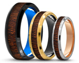 CUSTOM Bevelled Tungsten Ring – Koa Wood – MADE TO ORDER