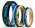 CUSTOM Bevelled Tungsten Ring – With Opal – MADE TO ORDER