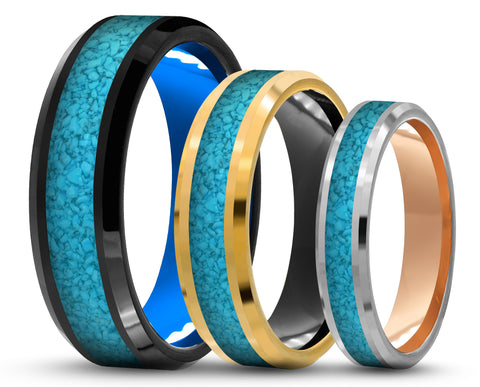 CUSTOM Tungsten Ring – With Turquoise – MADE TO ORDER
