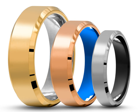 CUSTOM Bevelled Tungsten Ring – Polished Finish – MADE TO ORDER