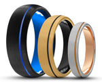 CUSTOM Curved Tungsten Ring – With Stripe – MADE TO ORDER
