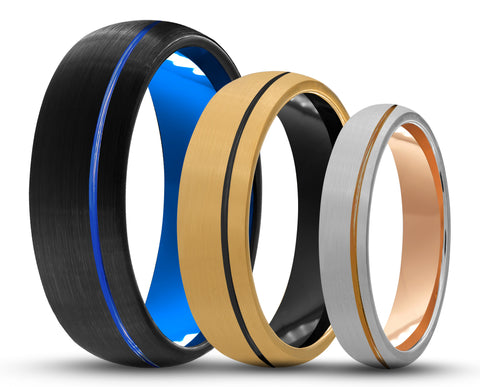 CUSTOM Curved Tungsten Ring – With Stripe – MADE TO ORDER