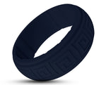 Blue Silicone Ring With Meander Pattern - Matte Finish | 8mm