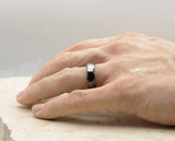 Black Ceramic Ring With Black Inlay - Gloss With Bevelled Edges | 6mm