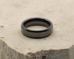 Black Ceramic Ring With Black Inlay - Gloss With Bevelled Edges | 6mm