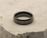 Black Ceramic Ring With Black Inlay - Gloss With Bevelled Edges | 6mm