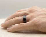 Black Titanium Ring With Black Inlay - Bevelled Edges | 8mm