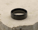Black Titanium Ring With Black Inlay - Bevelled Edges | 8mm