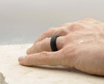 Black Silicone Ring With Meander Pattern - Matte Finish | 8mm