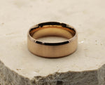 Rose Gold Titanium Ring With Rose Gold Inlay - Bevelled Edges | 8mm
